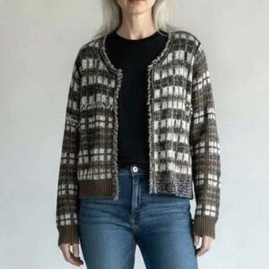 cAbi Fringe Open Knit Cardigan